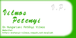 vilmos petenyi business card